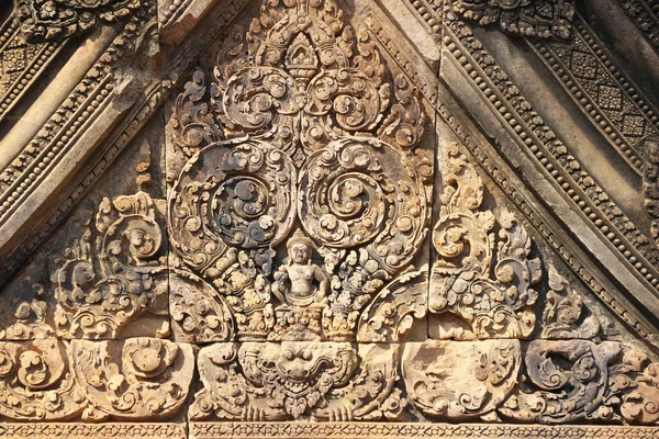 Siem Reap Kambodża Stycznia 2019 Płaskorzeźby Banteay Srei Siem Reap — Zdjęcie stockowe