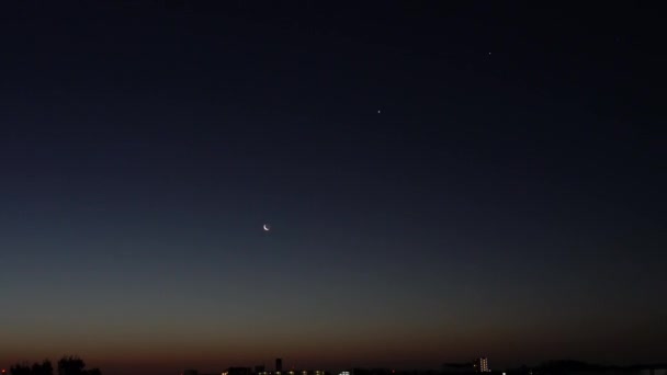 Tokio Japón Febrero 2019 Desde Izquierda Saturno Luna Venus Júpiter — Vídeos de Stock