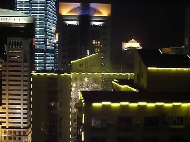 Shanghai China Enero 2004 Fuegos Artificiales Distrito Huangpu Shanghai China — Vídeos de Stock