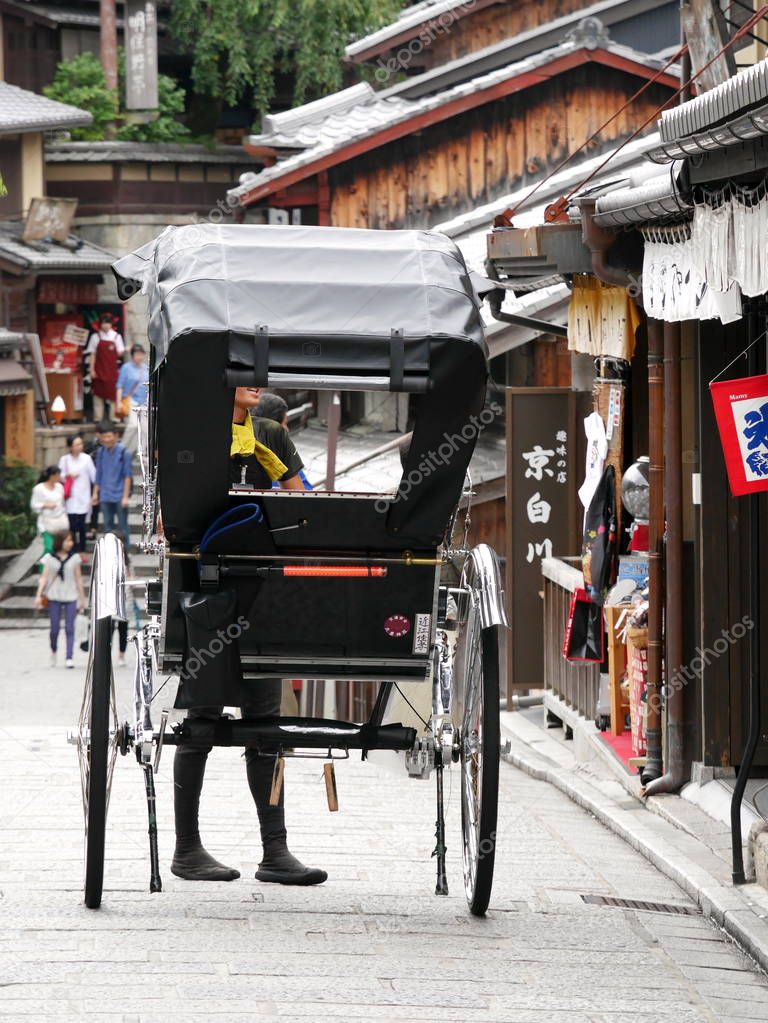 Kyoto, Japan - September 7, 2015 : A rickshaw at Ninenzaka near Kiyomizudera temple