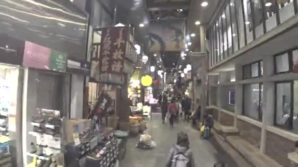 京都市 2019 回速度 夕方には錦市場 京都の錦市場を歩いて — ストック動画