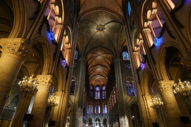 Paris,Fransa-19 Ocak 2018: Paris'teki Notre Dame Katedrali'nin İçişleri
