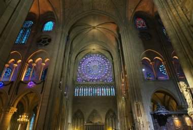 Paris,Fransa-19 Ocak 2018: Paris'teki Notre Dame Katedrali'nin İçişleri