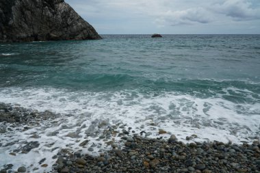 Amami Oshima, Japonya - 18 Haziran 2019: Amami Oshima'daki Honohoshi plajı, sahildeki taş çıngırağıyla ünlüdür.