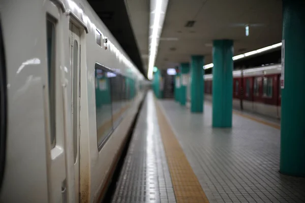 Kyoto Japón Julio 2019 Plataforma Estación Ferrocarril Muy Tranquila Prefectura —  Fotos de Stock