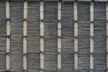 Kyoto,Japonya-31 Temmuz 2019: Kyoto'daki eski evin bambu çiti