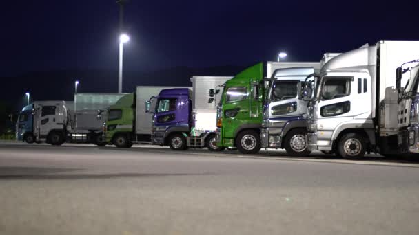 Shizuoka Japan August 2019 Lastkraftwagen Rasten Morgengrauen Auf Dem Hamamatsu — Stockvideo