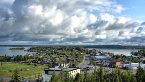 Yellowknife Canada September 2019 Panoramisch Uitzicht Back Bay Oude Stad — Stockvideo