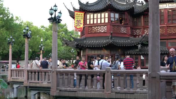 Šanghaj Čína Září 2019 Klikatá Lávka Devíti Výher Pavilon Jezera — Stock video
