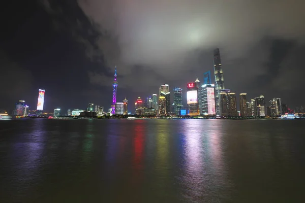 Shanghai China Septiembre 2019 Escena Nocturna Los Edificios Pudong Shanghai — Foto de Stock