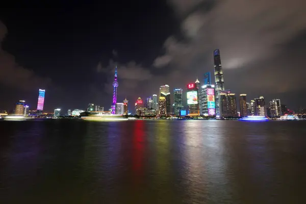 Shanghai China Septiembre 2019 Escena Nocturna Los Edificios Pudong Shanghai — Foto de Stock