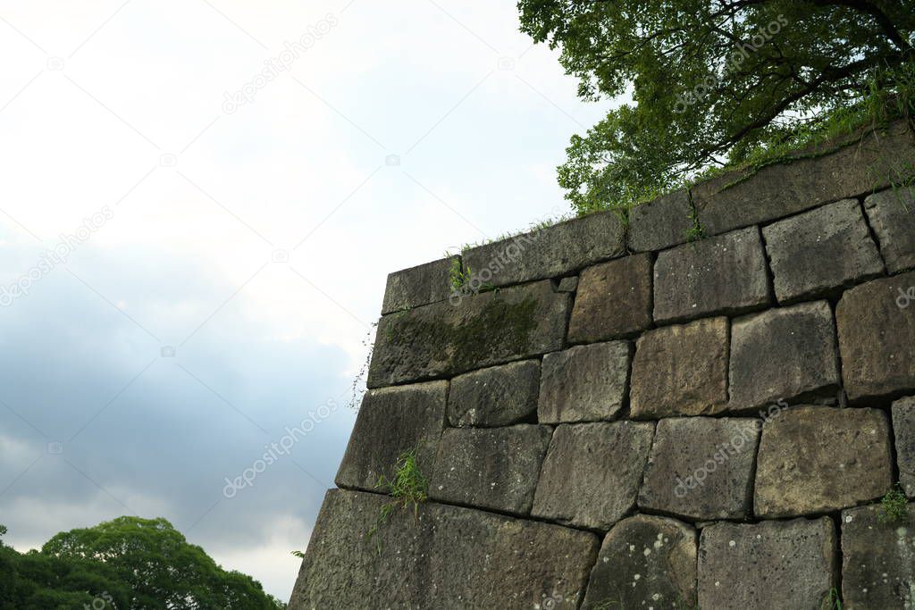 Aichi,Japan-September 11,2019: Wall of Nagoya Castle, Japans first castle to be designated a National Treasure