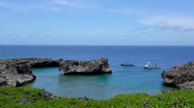 Okinawa, Japonya-15 Temmuz 2020: Cape Shiratori, Irabu Adası, Okinawa, Japonya