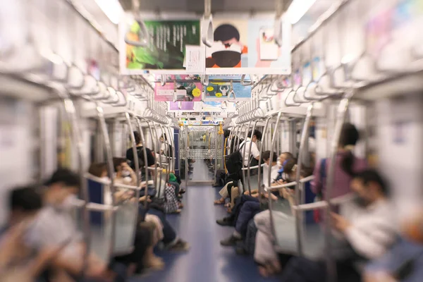 Tokio Japón Julio 2020 Una Escena Interior Del Tren Subterráneo —  Fotos de Stock