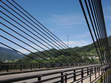 Gunma, Japonya - 7 Eylül 2025: Yamba Ohashi Köprüsü, Yamba Barajı yakınlarında, Japonya