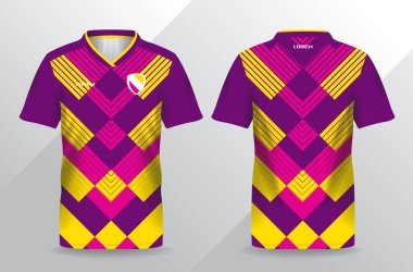 Futbol ve futbol şablonu için soyut pembe ve sarı spor forması