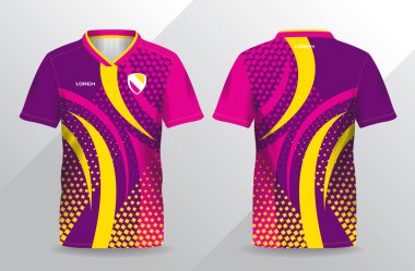 Futbol ve futbol şablonu için soyut pembe ve sarı spor forması