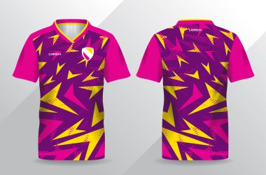 Futbol ve futbol şablonu için soyut pembe ve sarı spor forması