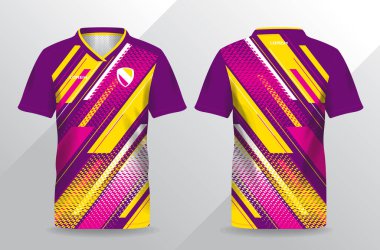 Futbol ve futbol şablonu için soyut pembe ve sarı spor forması