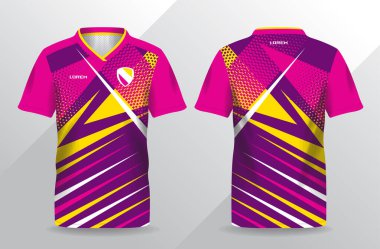 Futbol ve futbol şablonu için soyut pembe ve sarı spor forması