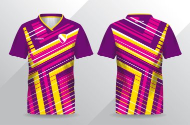 Futbol ve futbol şablonu için soyut pembe ve sarı spor forması