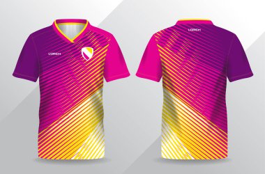 Futbol ve futbol şablonu için soyut pembe ve sarı spor forması