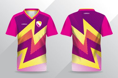 Futbol ve futbol şablonu için soyut pembe ve sarı spor forması