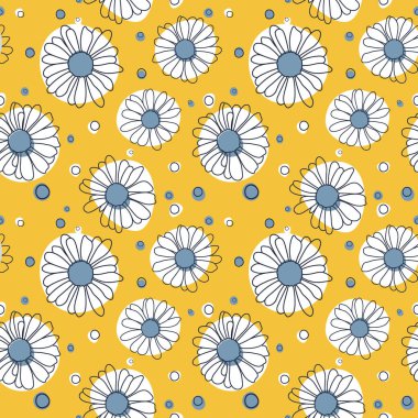Sarı arka plan sorunsuz papatya desen
