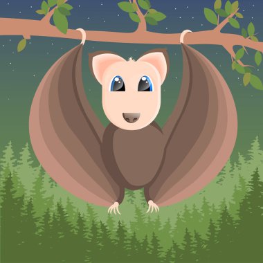 Gece bir yarasa ile vektör illüstrasyon