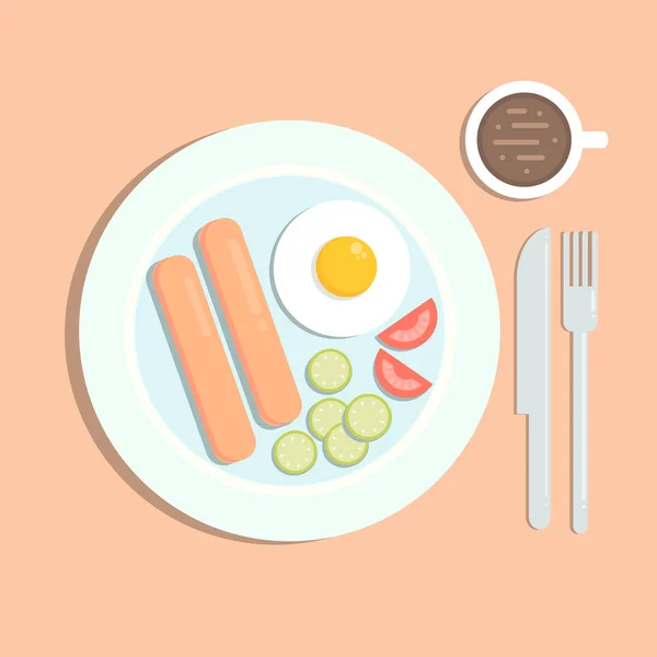 Flat style illustration of breakfast — стоковый вектор