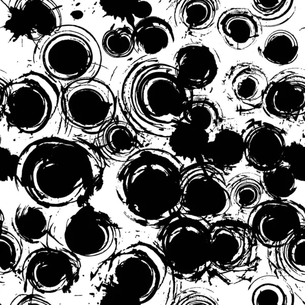 Naadloos grunge patroon met omcirkelde penseelstreken — Stockvector
