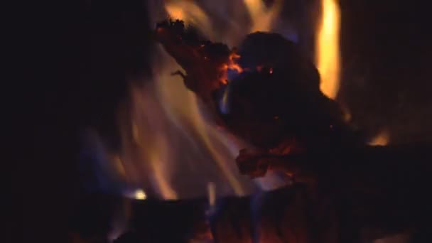Feu Bois Brûlé Dans Four Charbon Rouge — Video