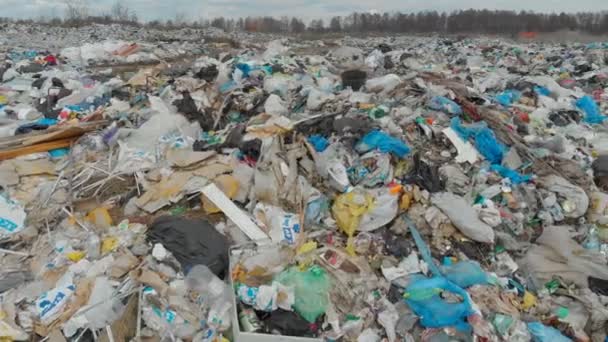 Hava Doğrudan Yukarıdaki Çöplük Çöp Döküm Traktör Çalışma — Stok video