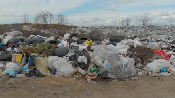 Aérea Directamente Arriba Vertedero Basurero Tractor Trabajo — Vídeos de Stock