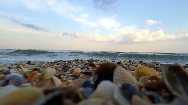 Морський Берег Пляжу Вид Море Пляжний Сезон Хмарах Над Водою — стокове відео