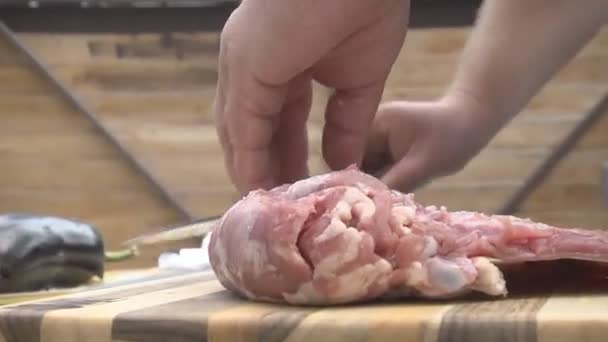 Gegrilde Ribben Koken Heerlijke Sappige Gegrilde Vlees Steaks Brand Barbecue — Stockvideo
