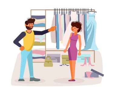 Evli çift kavgalar düz tasarım