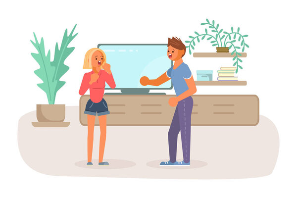 Молодой человек и женщина ссорятся
 