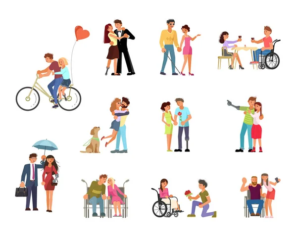 Engelli insanların romantik ilişkiler — Stok Vektör