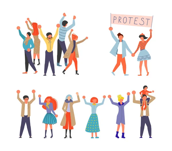 Set of Public Street Protest concept. — Stock Vector