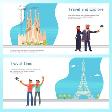 Seyahat banner şablon tasarım kümesi 