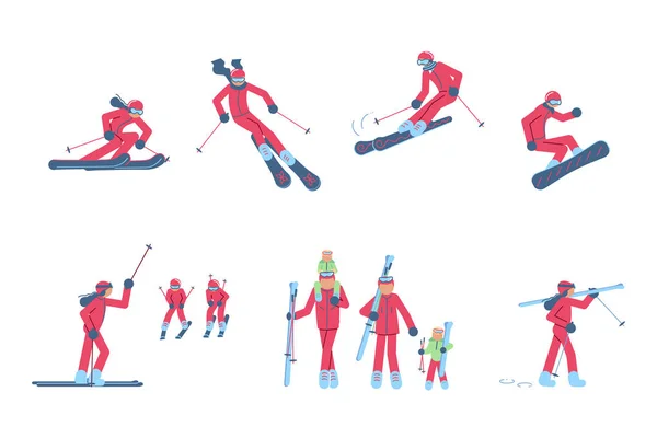 Set of Skiers and snowboarder — Stock Vector