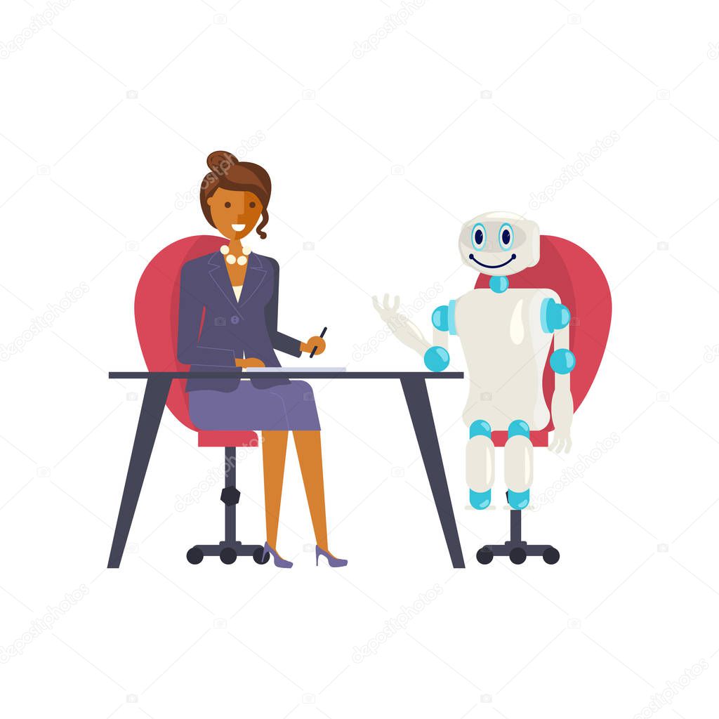 Job interview with real people and robot