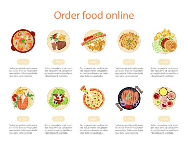 Modello di design banner web per ordinare cibo — Vettoriale Stock