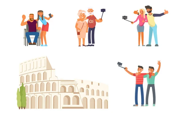 Een foto maken op Colosseum Rome — Stockvector