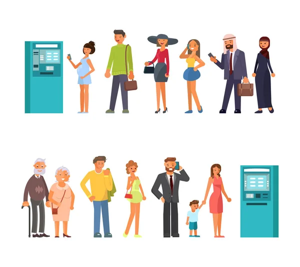 Queue at the ATM — Stock Vector