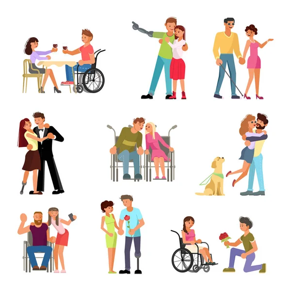 Romantické vztahy handicapovaných osob — Stockový vektor
