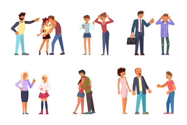 Conjunto de adolescentes y padres — Vector de stock