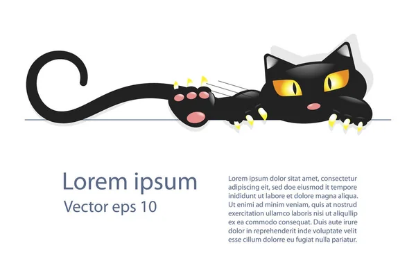 Pisica neagră drăguță se uită de la marginile paginii — Vector de stoc