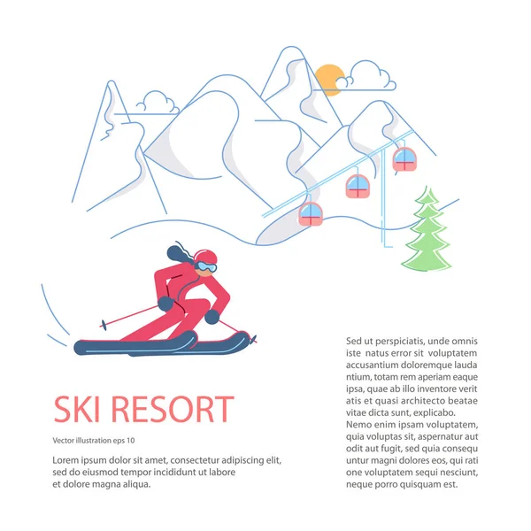 Banner template for Mountain Ski Resort. — Stock Vector